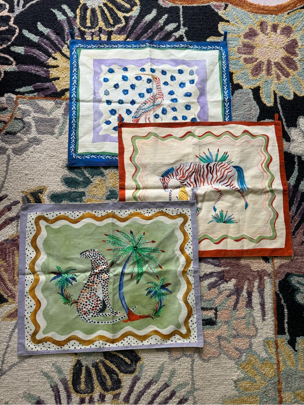Set of 3 Anthropologie Animal Print Tapestries